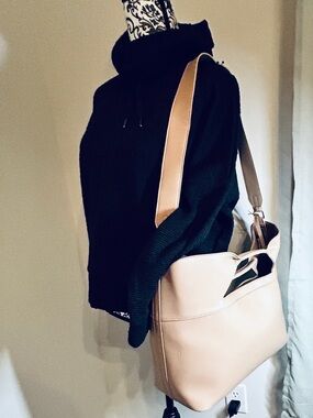 BeBe Large Neutral Beige Vegan Leather Tote Shoulder Bag NWT